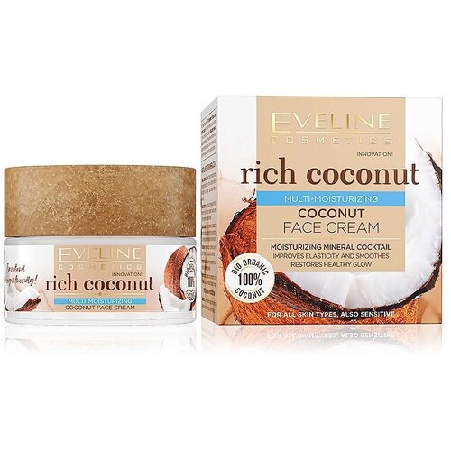 EVELINE Интенсивно увлажняющий кокосовый крем для лица для всех типов кожи Rich Coconut 50мл