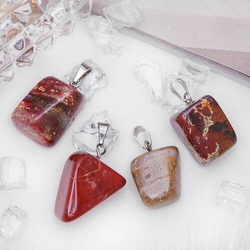 фото Подвеска галтовка "яшма красная", форма микс