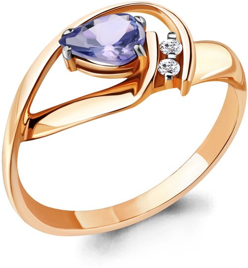 Кольцо Diamant online, золото, 585 проба, бриллиант, танзанит, размер 16.5