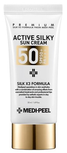 MEDI-PEEL крем Active Silky Sun Cream Антивозрастной солнцезащитный с пептидами SPF 50, 1 шт