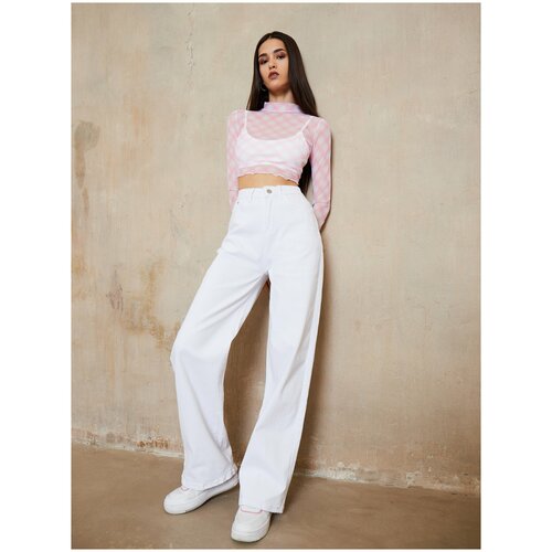 фото Джинсы wide женские широкие прямые , белый, размер: 29 feelz