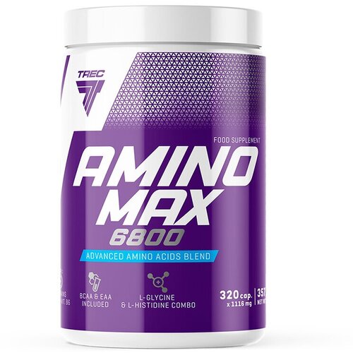 Аминокислоты комплекс, 320 капс, Trec Nutrition Amino Max 6800 (таурин, глютамин, витамин в6, витамин с) ultimate nutrition amino xtreme amino ссо вкусом клубника 330 капсул