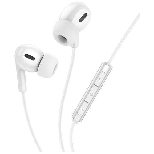 Наушники M91 Shelly wired earphones with microphone HOCO вакуумные белые 103600₽