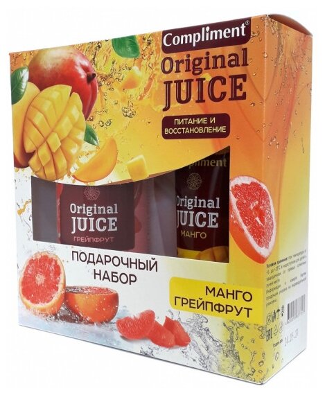 Подарочный набор Compliment Original Juice Манго Грейпфрут Мыло-уход для рук 320мл + Бальзам для рук 100мл - фото №2