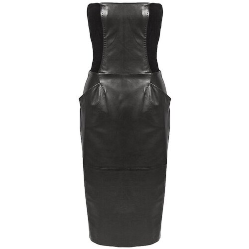 фото Платье ermanno scervino, натуральная кожа, вечернее, прилегающее, карманы, размер 40, черный