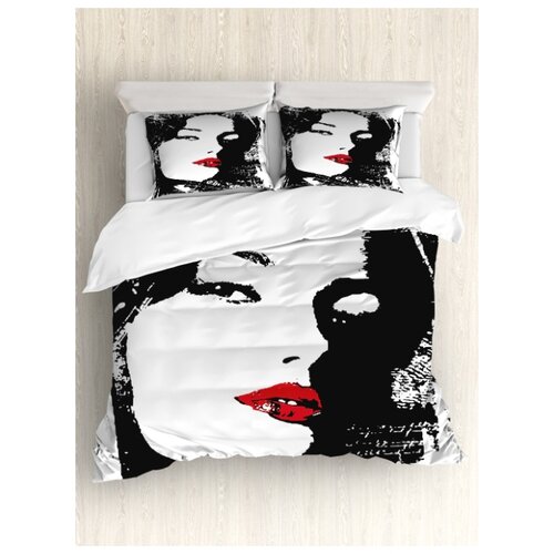 фото Комплект постельного белья "искусительный облик" (пододеяльник+2 наволочки), евро (200x220 см) ambesonne