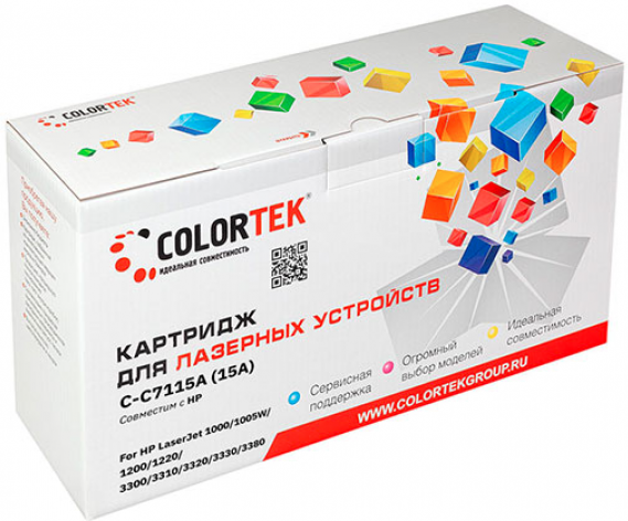 C7115A / C-C7115AS Colortek совместимый черный тонер-картридж для HP LaserJet 1000/ 1200/ 3300/ 3380
