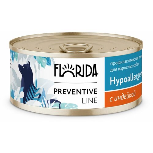 FLORIDA Hypoallergenic Консервы для собак при пищевой аллергии, с индейкой 0,1 кг. х 1 шт.