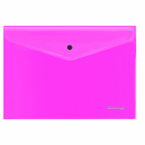 Папка-конверт на кнопке Berlingo Neon А4, 200мкм, прозрачная розовый неон, 12 шт. в упаковке