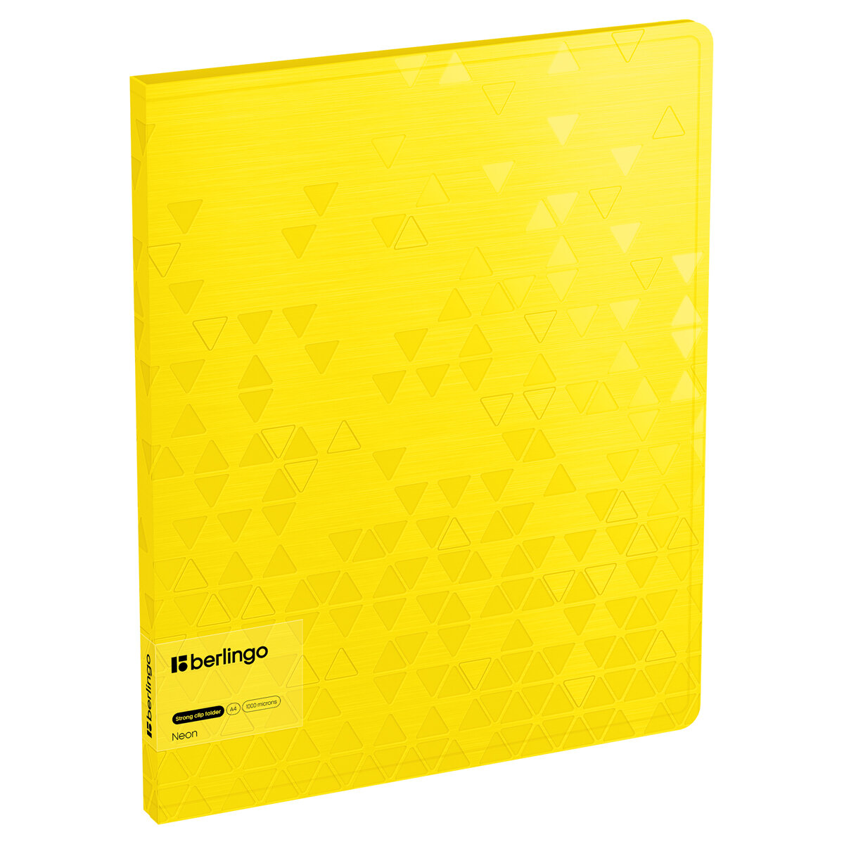 Папка c зажимом Berlingo Neon, 17мм, 1000мкм, желтый неон, D-кольца, с внутренним карманом