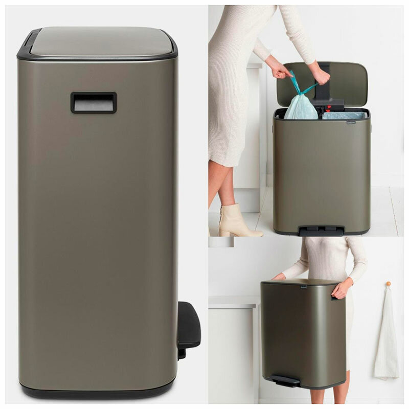 Мусорное ведро Brabantia Pedal Bin Bo 211546 30+30 л, платиновое - фото №13