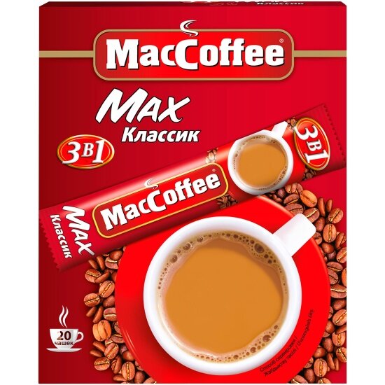 Кофейный напиток Maccoffee Maх 3 в 1 Классик растворимый 20 шт