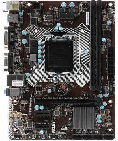 Материнская плата MSI H110M PRO-VD PLUS (H110M PRO-VD PLUS) - LGA 1151, Intel H110, 2xDDR4-2133 МГц, 1xPCI-Ex16, аудио 7.1, Micro-ATX