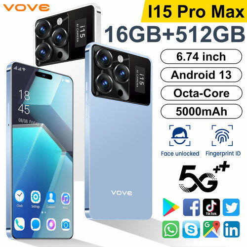 Игровой смартфон i15 Pro Max 16512 ГБ 5000 мАч 90 Гц 11844₽