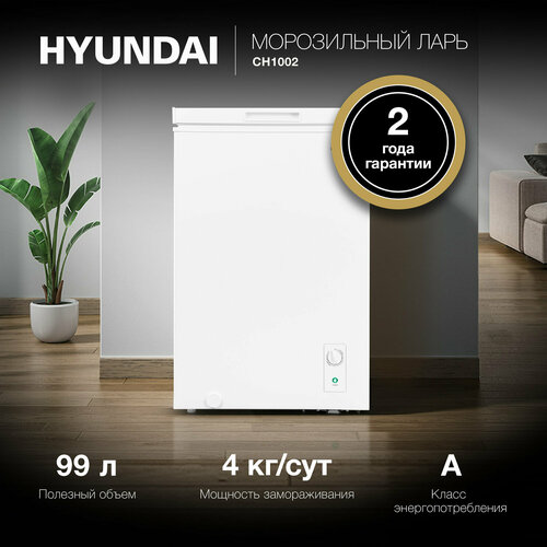 Морозильный ларь Hyundai CH1002 белый 21770₽