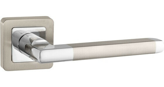 Ручка дверная раздельная PLUTON QR SN/CP-3 матовый никель/хром