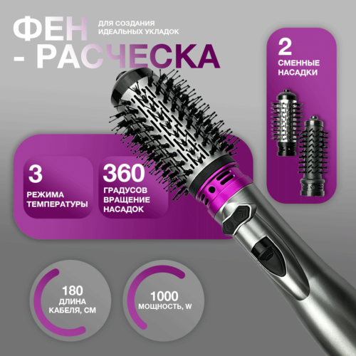 Фен-щетка с автоматической насадкой для локонов и выпрямления волос 2485₽