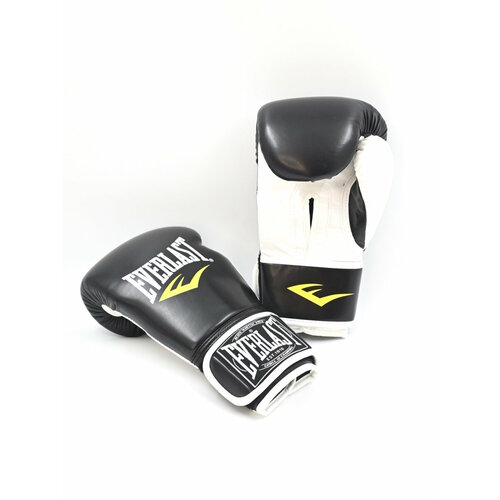 Перчатки боксерские Everlast 10 унций черный с белым кож/зам