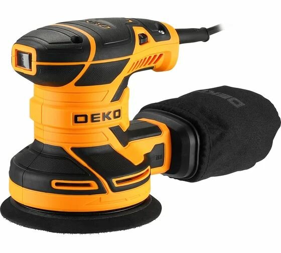 Эксцентриковая шлифмашина DEKO DKG400-125 400Вт, 125 мм, 7000-14000 кол/мин, сетевая, щеточный, с набором кругов 36 шт 085-1100