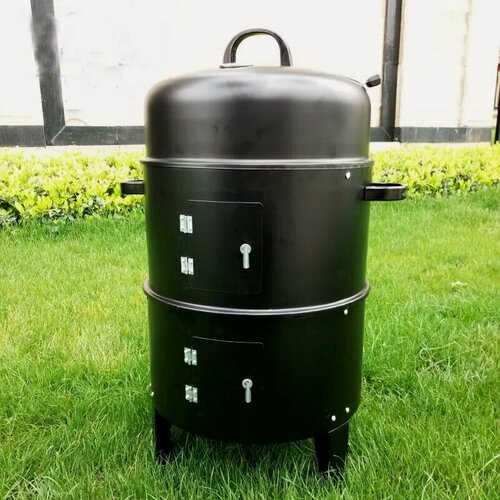 Изображение товара Угольный гриль-коптильня "3 в 1", съёмная крышка с термометром, регулируемые отверстия вентиляции