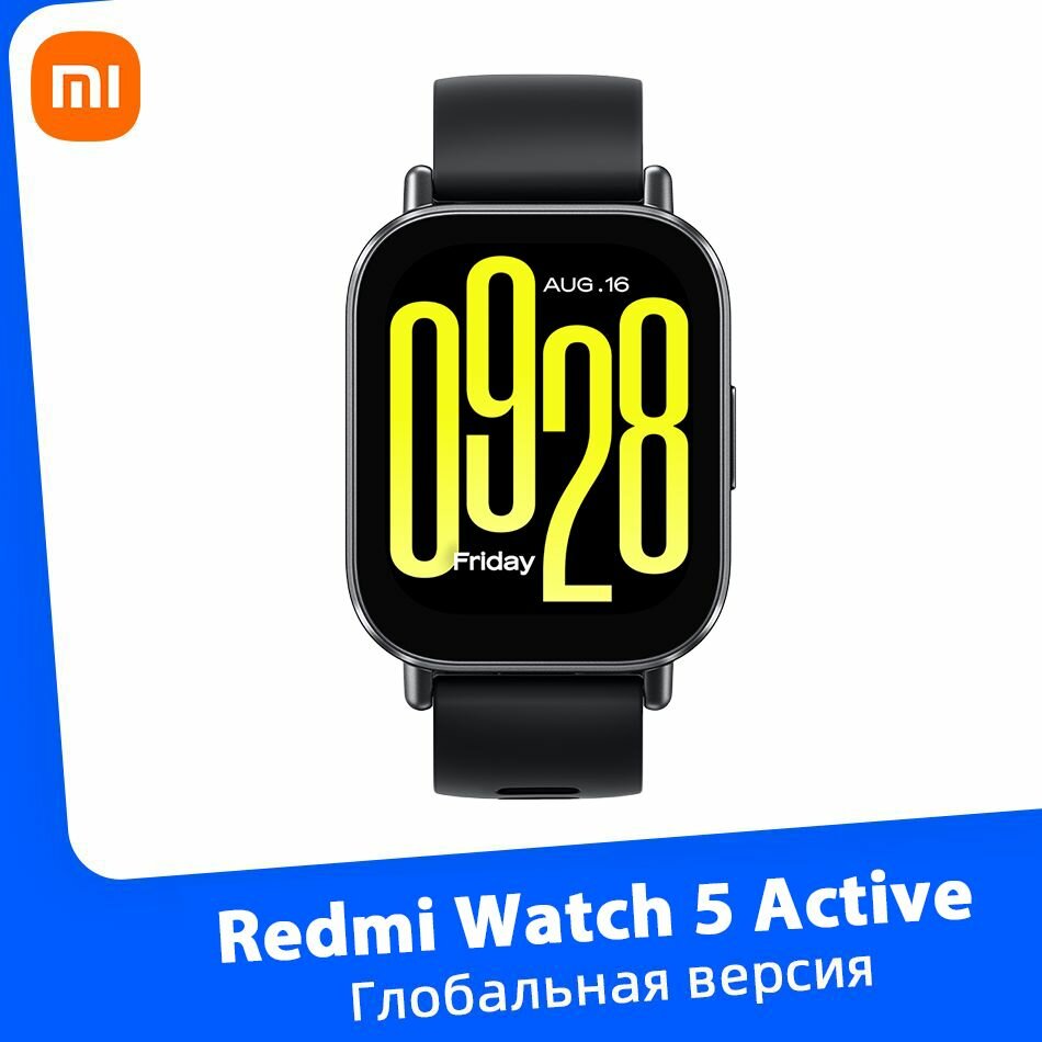 Xiaomi Умные часы Redmi Watch 5 Active Глобальная версия Умные часы Поддерживает телефонный звонок по Bluetooth, Черный