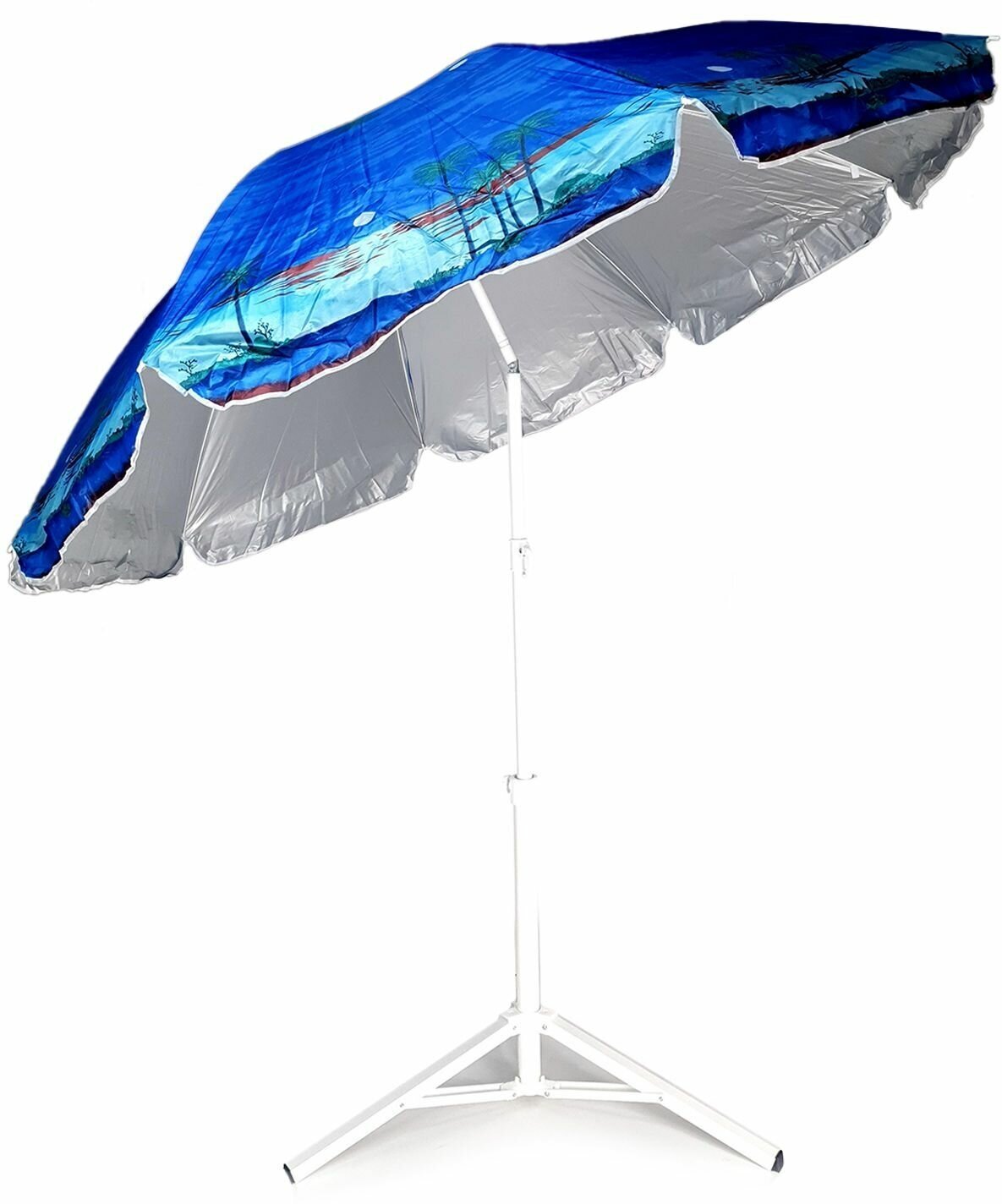 Зонт пляжный садовый синий - фотография № 4