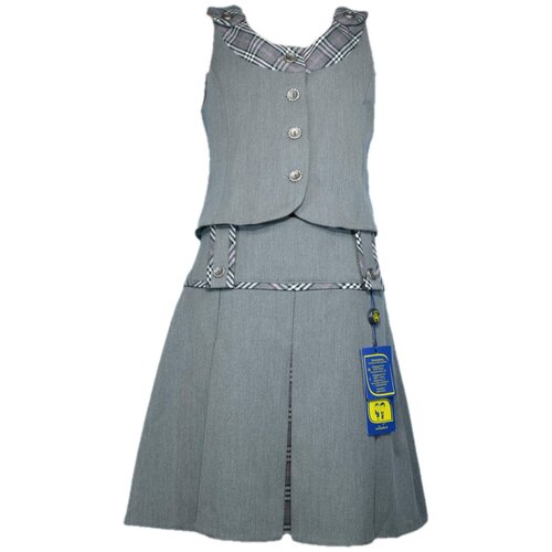 Комплект SkyLake для девочки, костюмный жилет и юбка (серый) р.104 (30) / 4 года