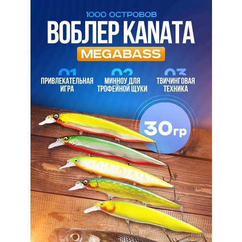 фото Воблер megabass kanata 160мм 30гр 5шт, 1, приманка для спининга рыболовная, универсальный воблер 1000островов