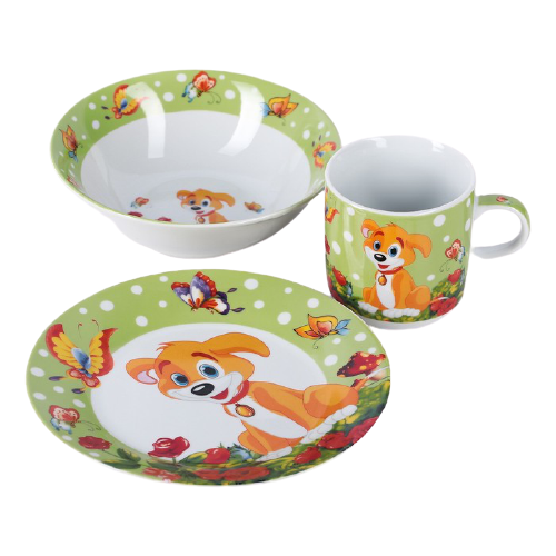 фото Набор детской посуды "щенок", 3 предмета доляна