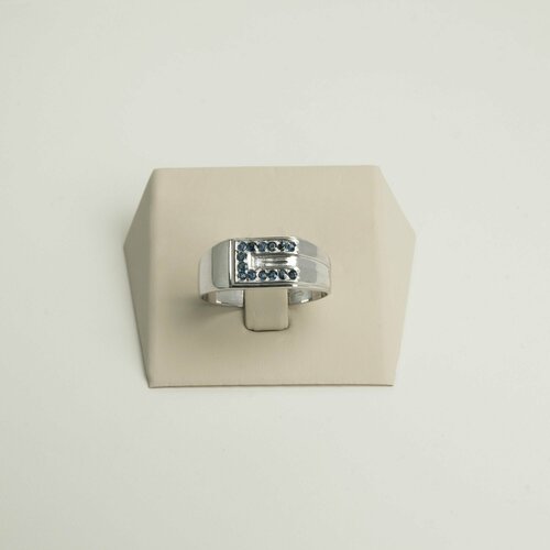 Кольцо CORDE Серебряное кольцо (серебряная печатка) с натуральными сапфирами, серебро 925 пробы, 23,0 размер., серебро, 925 проба, родирование, сапфир, синий
