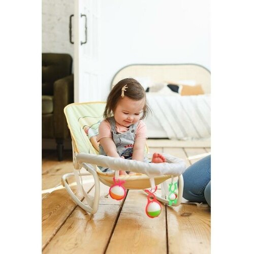 фото Шезлонг - качалка для новорождённых "мишка под одеялком", игровая дуга, игрушки микс нет бренда