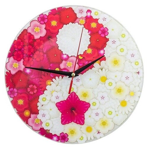 фото Часы настенные "инь янь. цветы", стеклянные эврика
