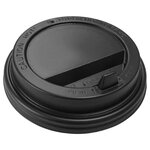 Крышка для стакана 80 мм пластиковая черная с питейником (100 шт) - изображение