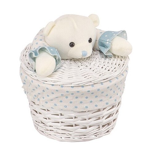 фото Natural house корзина для белья медвежонок 21х21х16 см белый