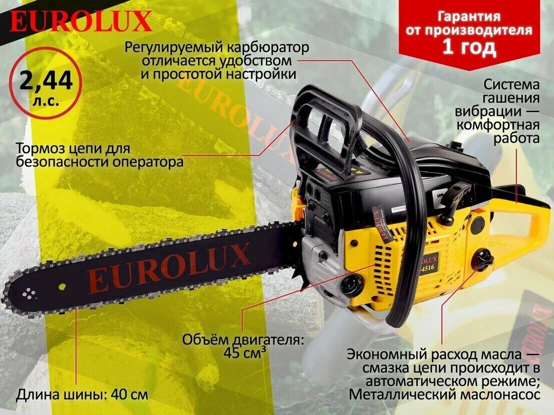 Бензопила GS-4516 Eurolux