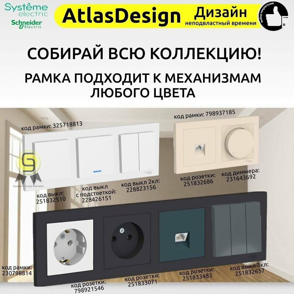 Механизм розетки с заземлением и защитными шторками Schneider Electric AtlasDesign, 16A, Белый (комплект 6шт) - фотография № 6