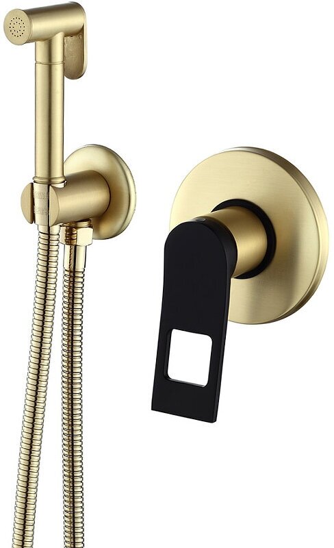 фото Bronze de Luxe Гигиенический душ со смесителем Bronze de Luxe Element EL28GB Матовое золото Черный