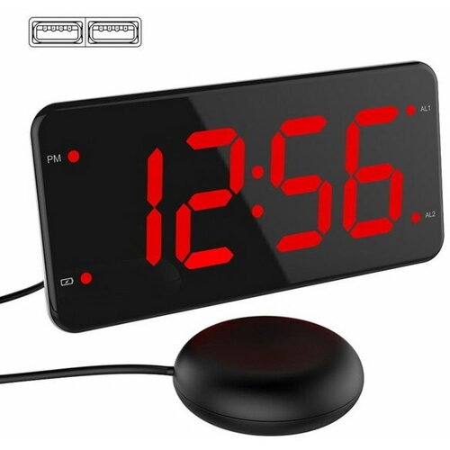 Часы электронные настольные, с будильником, вибрацией, от USB, 8.9 x 17.5 x 9.9 см