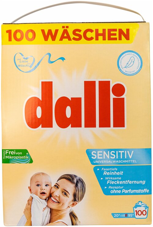 Стиральный порошок Dalli Sensitive, 6.5 кг, для детского белья, универсальное