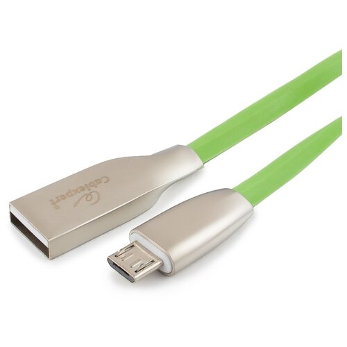 Кабель USB 2.0 Cablexpert, AM/microB, серия Gold, длина 1м, блистер, зеленый CC-G-mUSB01Gn-1M 16205325 gembird cablexpert кабель для apple cc g apusb01o 1m am lightning серия gold длина 1м оранжевый блистер