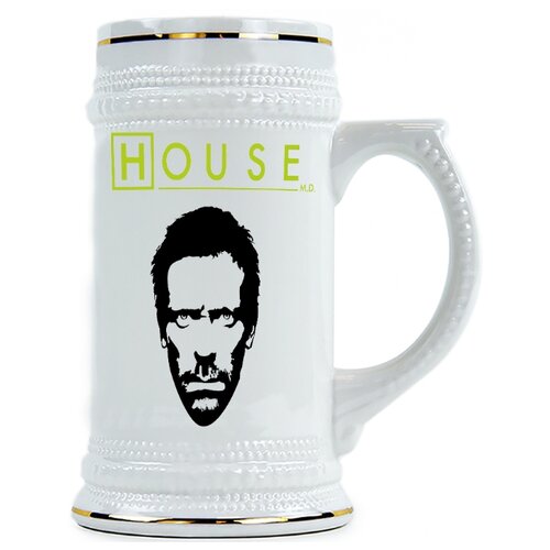 фото Пивная кружка house с зелёными буквами drabs
