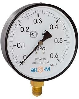 Манометр экомера МД02-160мм 0-0,6 МПа М20*1,5 МД02-160-M-0,6МПа