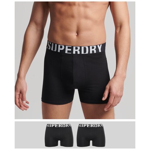 Нижнее белье для мужчин SUPERDRY BOXER DUAL LOGO DOUBLE PACK цвет 6PI Black/Black Optic размер M