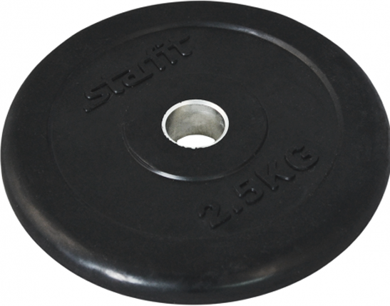 Диск Starfit BB-202 2,5 кг, d=26 мм, стальная втулка, черный, обрезиненный