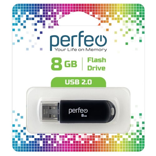 Флешка Perfeo C03 8 ГБ, черный накопитель usb 3 1 32гб perfeo c 15 белый