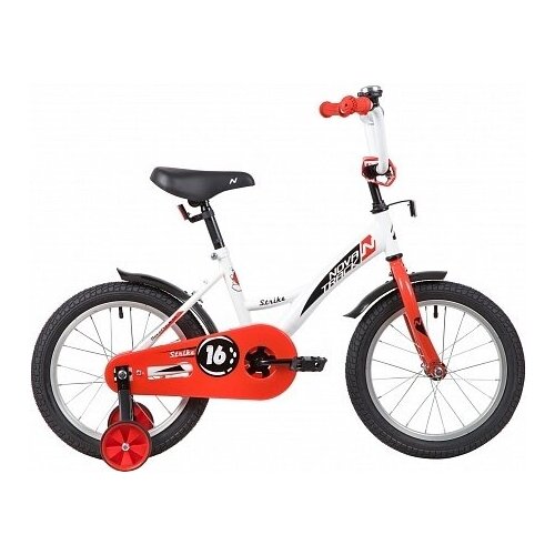 Велосипед NOVATRACK 16 STRIKE белый-красный тормоз нож крылья корот полная защита цепи 621000₽