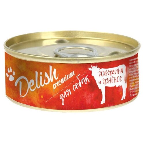 Влажный корм для собак Delish Premium, говядина, ягненок 1 уп. х 1 шт. х 100 г