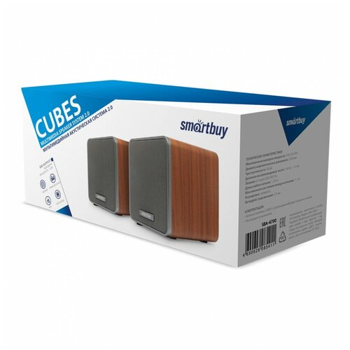 Мультимедийная акустическая система 2.0 Smartbuy SBA-4700, CUBES 6 Вт, коричневый