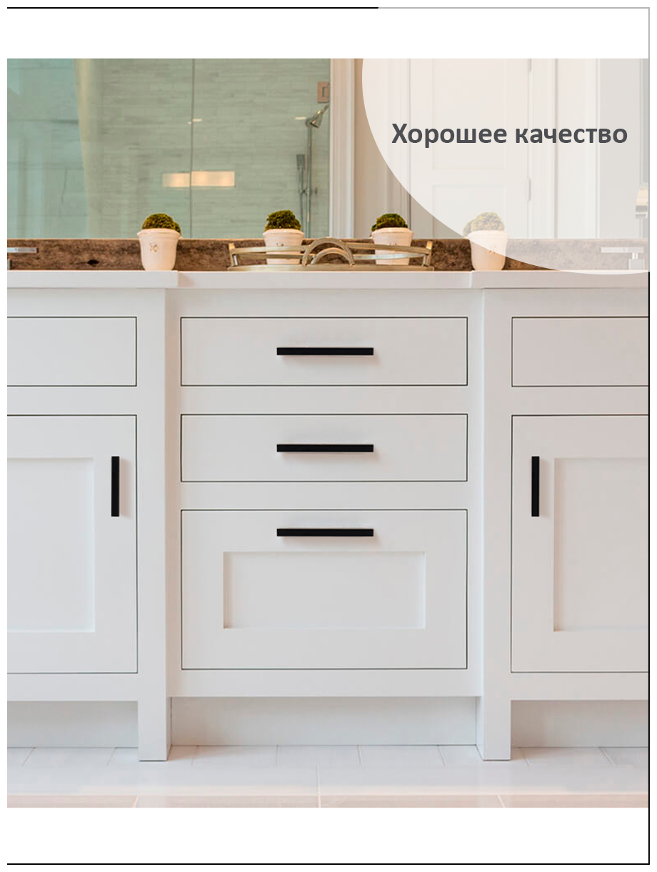 Мебельная ручка дизайнерская, для шкафа, для кухни, черная №161-128 (160) мм - 2 шт - фотография № 5