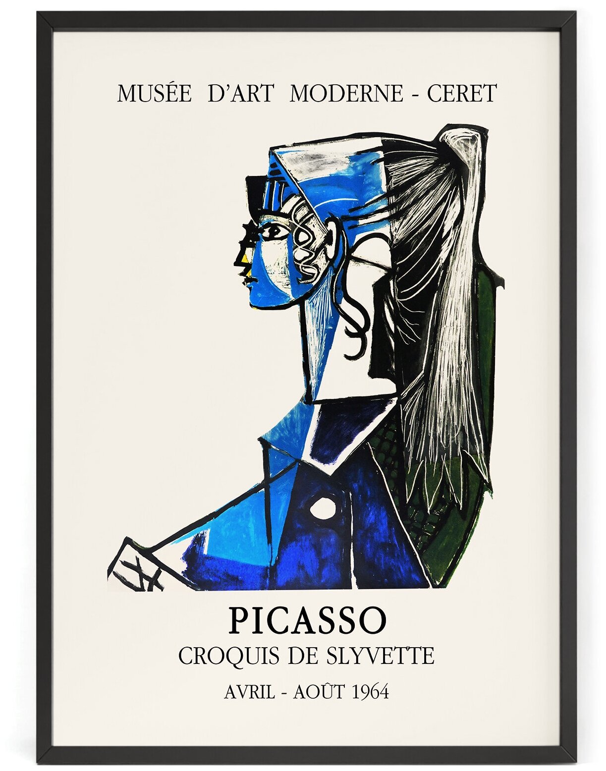 Мид-сенчури постер на стену Пабло Пикассо (Pablo Picasso) - Портрет Сильветт 50 x 40 см в тубусе